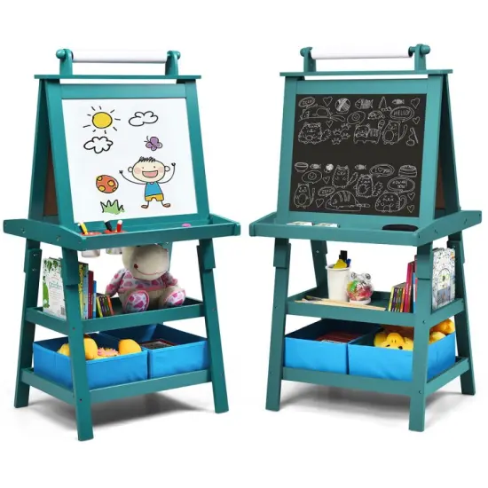 3 in 1 Double-Sided Storage Art Easel Green {6}