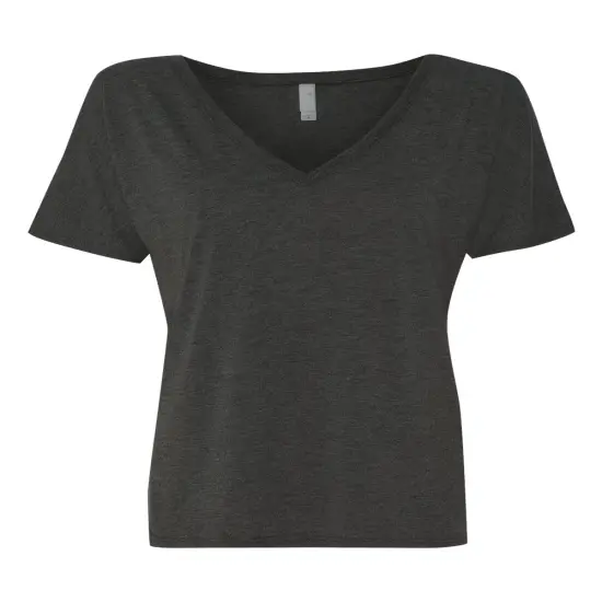 BELLA + CANVAS&reg; Women&rsquo;s Slouchy Short Sleeve V-Neck Tee Dark Grey Heather {1}