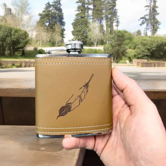 6oz Feather Leather Flask {4}