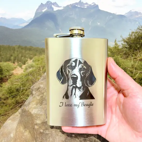 8oz I love my Beagle Stainless Stainless Steel Flask {5}