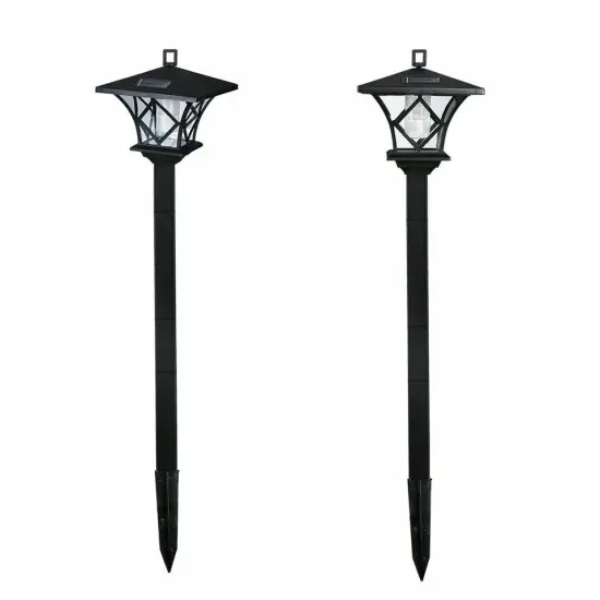 Solar Power Light Lamp Post Lantern 2-in-1 Yard Stake Outdoor Garden Lighting 5' {1}