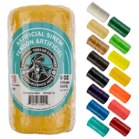 Gudebrod 70lb. 5-Ply Artificial Sinew Thread, 300yd. | Made in USA Honey {1}