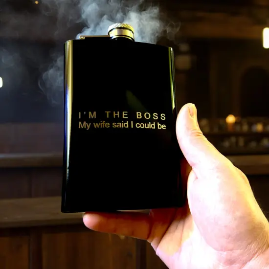 8oz Im the boss my wife said I could be Black Flask {4}