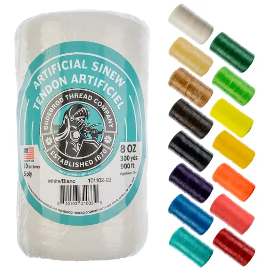 Gudebrod 70lb. 5-Ply Artificial Sinew Thread, 300yd. | Made in USA White {1}