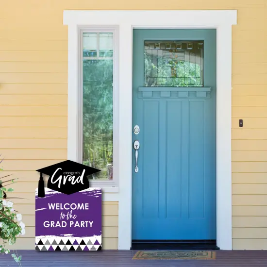 Big Dot of Happiness Purple Graduation Party Decorations - Grad Party Welcome Yard Sign {6}