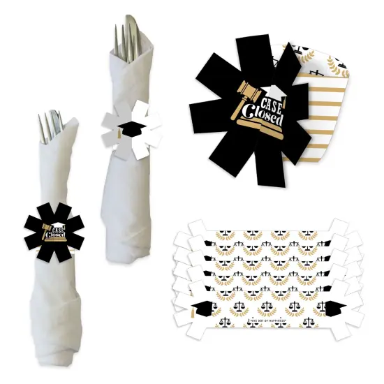 Big Dot of Happiness Law School Grad - Future Lawyer Graduation Party Paper Napkin Holder - Napkin Rings - Set of 24 {1}