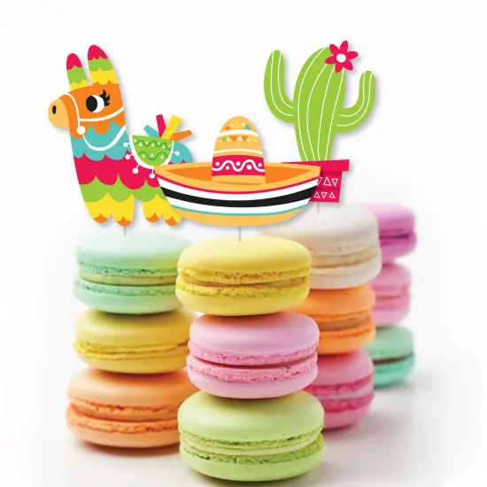 Big Dot of Happiness Pinata Party - Dessert Cupcake Toppers - Colorful Fiesta Clear Treat Picks - Set of 24 {6}