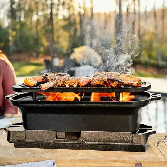 Lodge Sportsman's Pro Outdoor Grill, Portable Cast Iron Hibachi-Style, Easy Assembly and Cleanup {5}