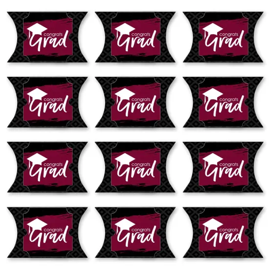 Big Dot of Happiness Maroon Grad - Best is Yet to Come - Favor Gift Boxes - Burgundy Graduation Party Large Pillow Boxes - Set of 12 {6}
