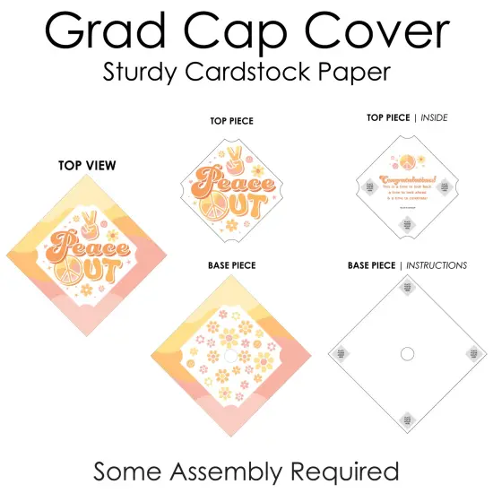 Big Dot of Happiness Peace Out - Groovy Hippie Graduation Cap Decorations Kit - Grad Cap Cover {7}