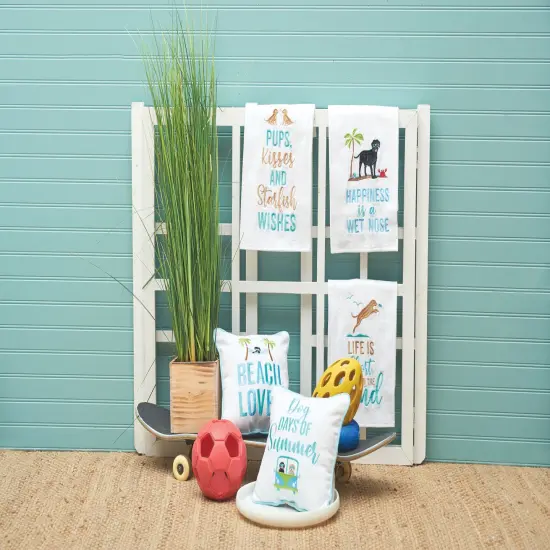 Beach Lover Embroidered Small Petite Accent Throw Pillow, 10" x 10" {4}