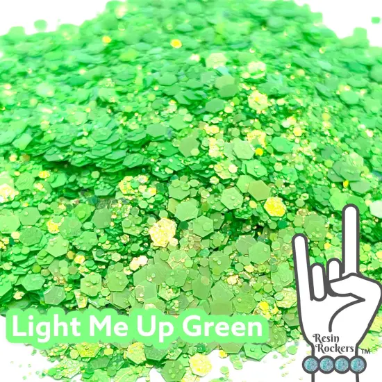 Light Me Up Green Florescent Holographic Premium Pixie for Poxy Chunky Glitter Mix {1}