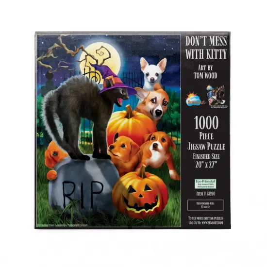 Sunsout Don't mess with Kitty 1000 pc Halloween Jigsaw Puzzle 28920 {4}