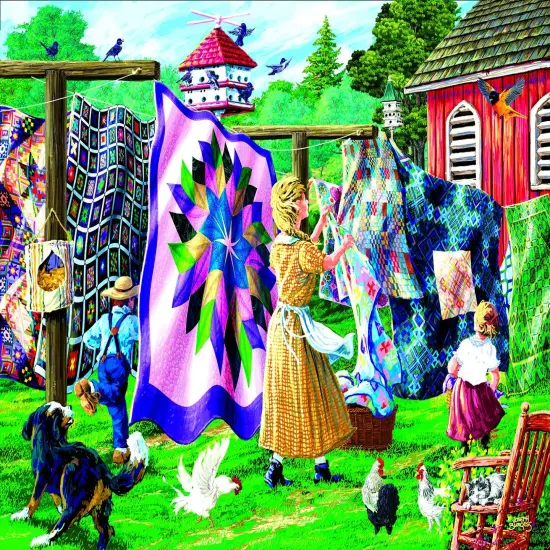 Sunsout Quilter's Clothesline 1000 pc Jigsaw Puzzle 38864 {1}