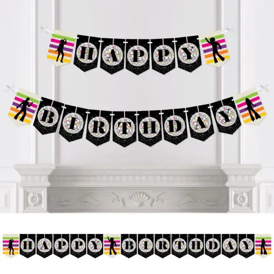 Big Dot of Happiness 70's Disco - 1970s Disco Fever Birthday Party Bunting Banner - Birthday Party Decorations - Happy Birthday {1}