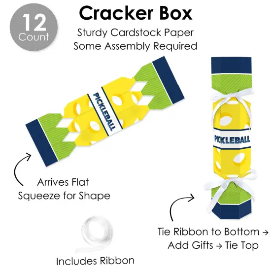 Big Dot of Happiness Let's Rally - Pickleball - No Snap Birthday or Retirement Party Table Favors - DIY Cracker Boxes - Set of 12 {6}