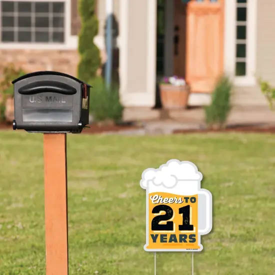 Big Dot of Happiness Cheers and Beers to 21 Years - Outdoor Lawn Sign - 21st Birthday Party Yard Sign - 1 Piece {3}