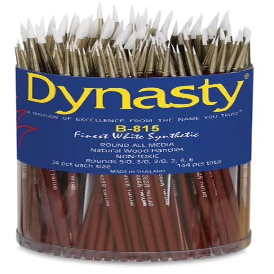 Dynasty White Taklon Set - Round, Short Handle, Set of 144 {1}