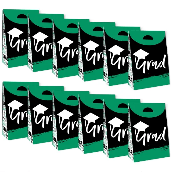 Big Dot of Happiness Green Grad - Best is Yet to Come - Green Graduation Gift Favor Bags - Party Goodie Boxes - Set of 12 {6}