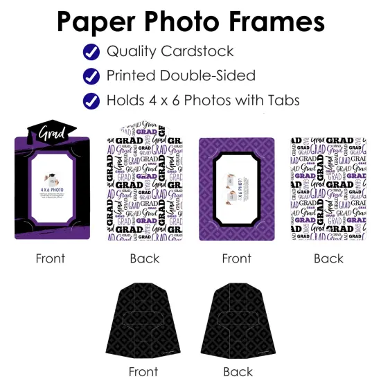 Big Dot of Happiness Purple Graduation Party Centerpieces - 4x6 Picture Display - Paper Photo Frames - Set of 12 {6}
