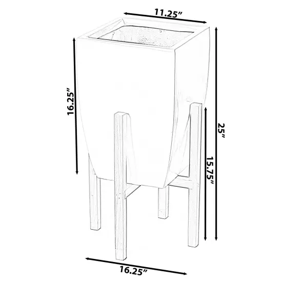 Indoor Decorative Square Planter With Wooden Stand Green {10}