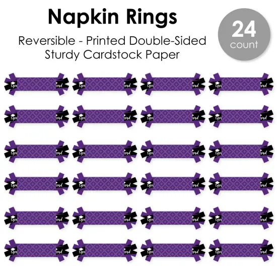 Big Dot of Happiness Purple Grad - Best is Yet to Come - Purple Graduation Party Paper Napkin Holder - Napkin Rings - Set of 24 {7}