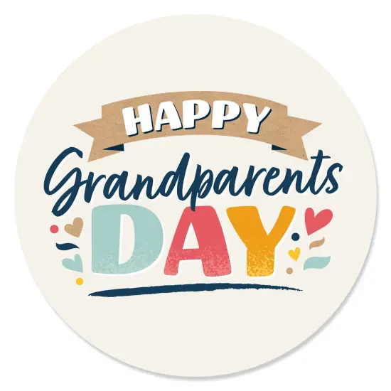 Big Dot of Happiness Happy Grandparents Day - Grandma & Grandpa Party Circle Sticker Labels - 24 Count {1}