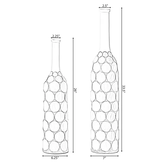 Decorative Contemporary Floor Vase White Carved Divot Bubble Design with Tall Neck {3}