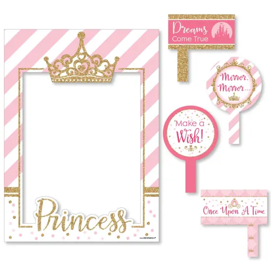 Big Dot of Happiness Little Princess Crown - Baby Shower or Birthday Party Selfie Photo Booth Picture Frame & Props - Printed on Sturdy Material {7}