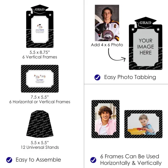 Big Dot of Happiness Graduation Cheers - Graduation Party 4x6 Picture Display - Paper Photo Frames - Set of 12 {4}