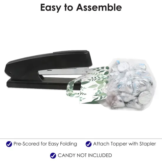 Big Dot of Happiness Boho Botanical - DIY Greenery Party Clear Goodie Favor Bag Labels - Candy Bags with Toppers - Set of 24 {6}