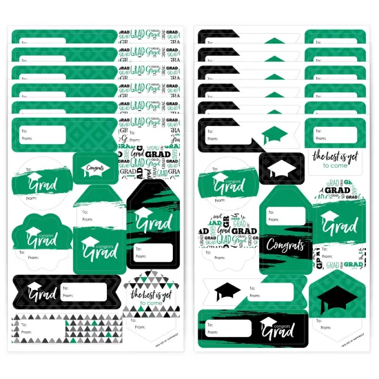 Big Dot of Happiness Green Grad Best is Yet to Come Assorted Green Graduation Party Gift Tag Labels To and From Stickers 12 Sheets 120 Stickers {1}