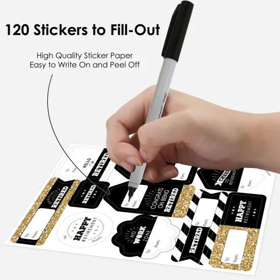 Big Dot of Happiness Happy Retirement - Assorted Retirement Party Gift Tag Labels - To and From Stickers - 12 Sheets - 120 Stickers {4}