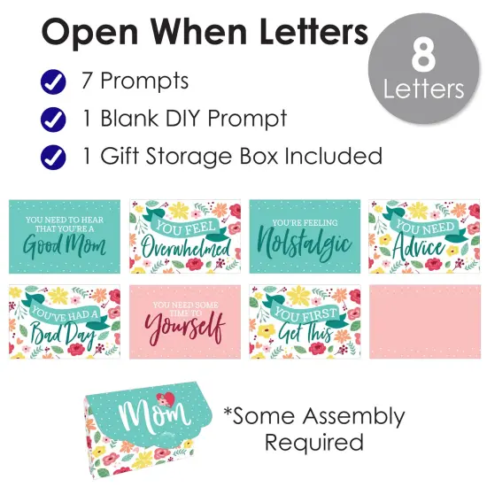 Big Dot of Happiness Colorful Floral Happy Mother's Day - Cards for Mom Gift Box Kit - Open When Letters - Set of 8 {4}