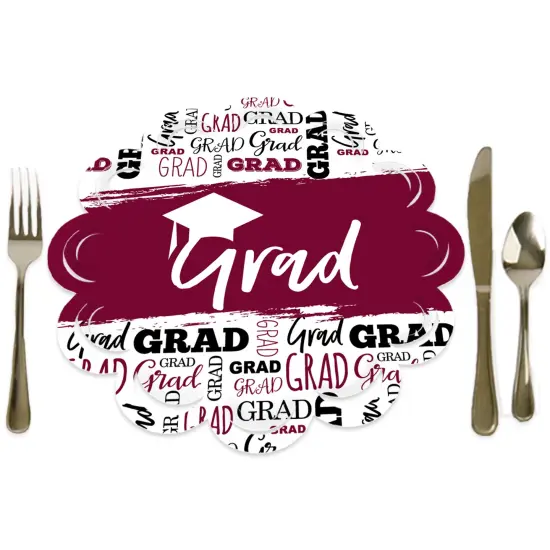 Big Dot of Happiness Maroon Grad - Best is Yet to Come - Burgundy Graduation Party Round Table Decorations - Paper Chargers - Place Setting For 12 {1}