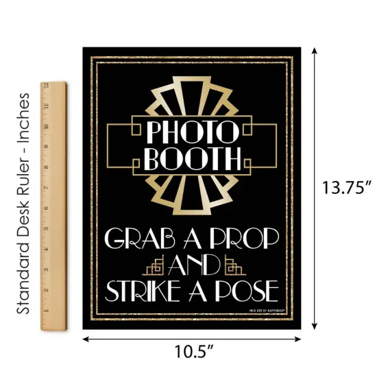 Big Dot of Happiness Roaring 20's Photo Booth Sign - 1920s Art Deco Party Decor - Printed on Sturdy Plastic - 10.5 x 13.75" Sign with Stand - 1 Piece {7}