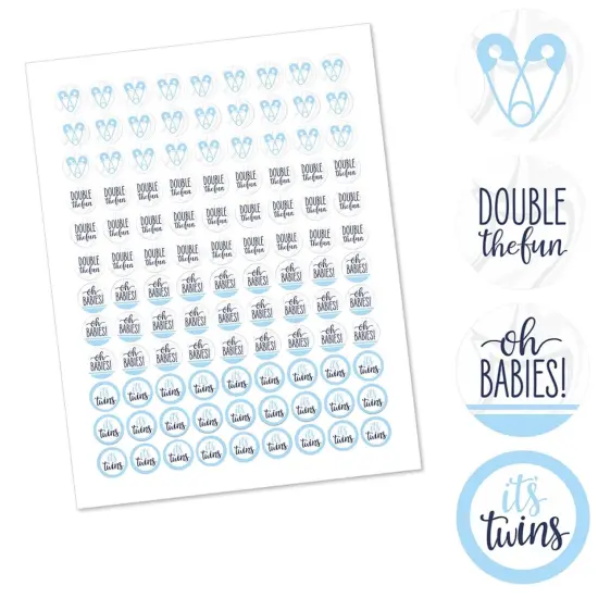 Big Dot of Happiness It's Twin Boys&nbsp; - Blue Twins Baby Shower Round Candy Sticker Favors - Labels Fits Chocolate Candy (1 sheet of 108) {3}