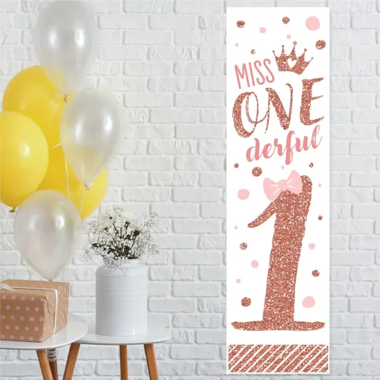 Big Dot of Happiness 1st Birthday Little Miss Onederful - Girl First Birthday Party Front Door Decoration - Vertical Banner {1}