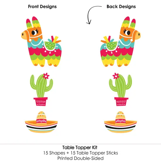 Big Dot of Happiness Pinata Party - Colorful Fiesta Centerpiece Sticks - Table Toppers - Set of 15 {6}