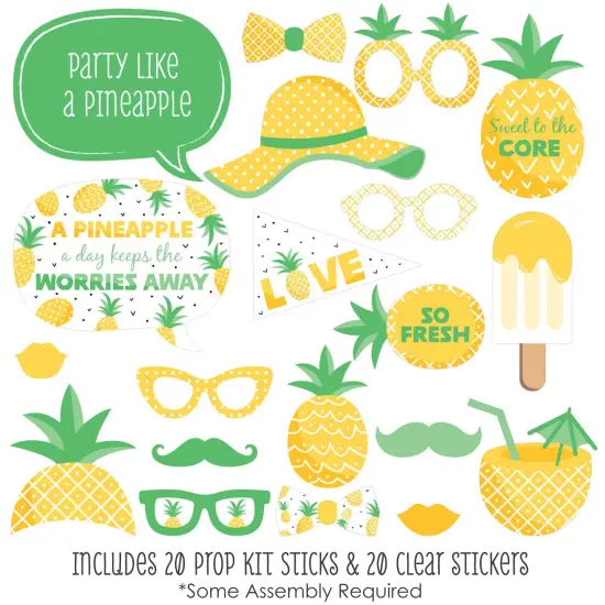 Big Dot of Happiness Tropical Pineapple - Summer Party Photo Booth Props Kit - 20 Count {3}