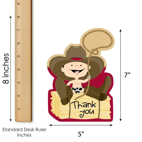 Big Dot of Happiness Little Cowboy - Shaped Thank You Cards - Western Baby Shower or Birthday Party Thank You Note Cards with Envelopes - Set of 12 {7}