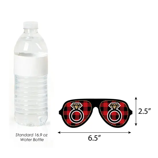 Big Dot of Happiness Flannel Fling Before The Ring Glasses - Paper Card Stock Buffalo Plaid Bachelorette Party Photo Booth Props Kit - 10 Count {6}