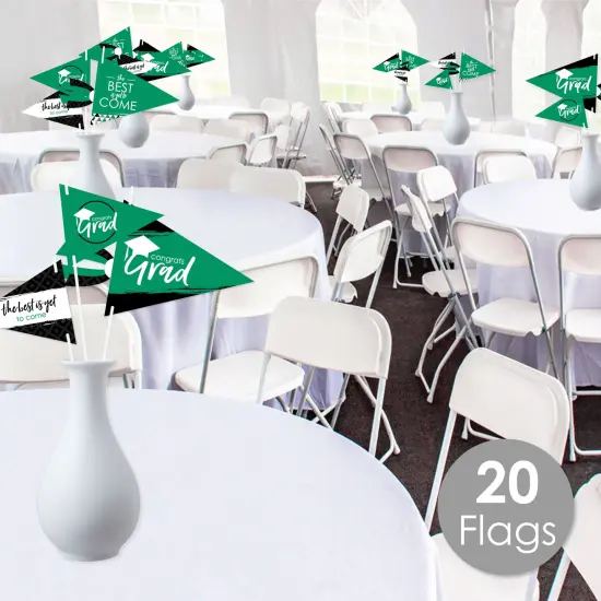 Big Dot of Happiness Green Grad - Best is Yet to Come - Triangle Green Graduation Party Photo Props - Pennant Flag Centerpieces - Set of 20 {3}