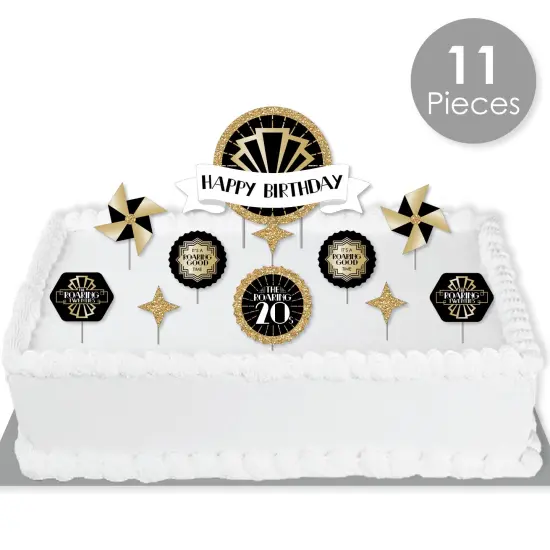 Big Dot of Happiness Roaring 20's - 1920s Art Deco Jazz Birthday Party Cake Decorating Kit - Happy Birthday Cake Topper Set - 11 Pieces {3}