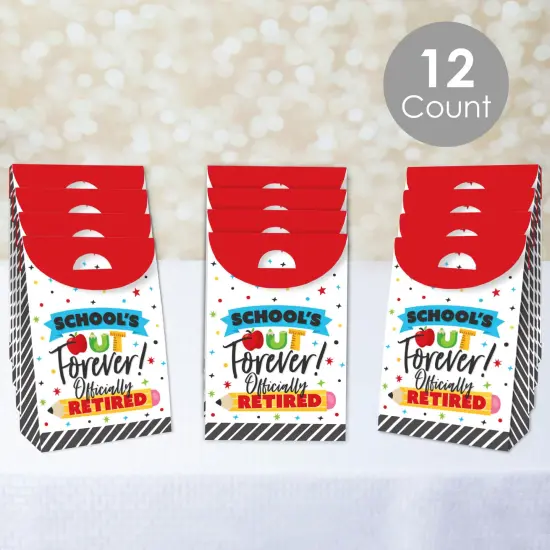 Big Dot of Happiness Teacher Retirement - Happy Retirement Gift Favor Bags - Party Goodie Boxes - Set of 12 {3}