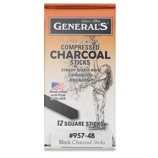 General's Compressed Charcoal - 4B, Pkg of 12 {2}