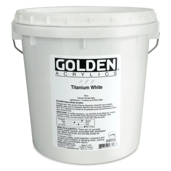 Golden Heavy Body Artist Acrylics - Titanium White, 128 oz Jar {1}