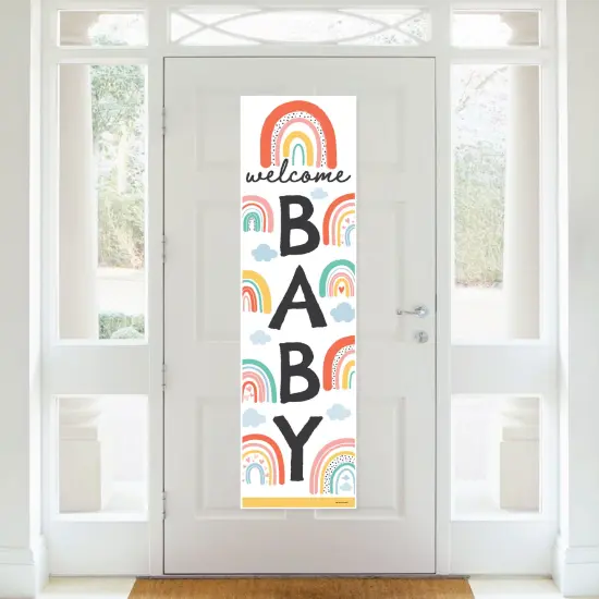 Big Dot of Happiness Hello Rainbow - Boho Baby Shower Front Door Decoration - Vertical Banner {3}