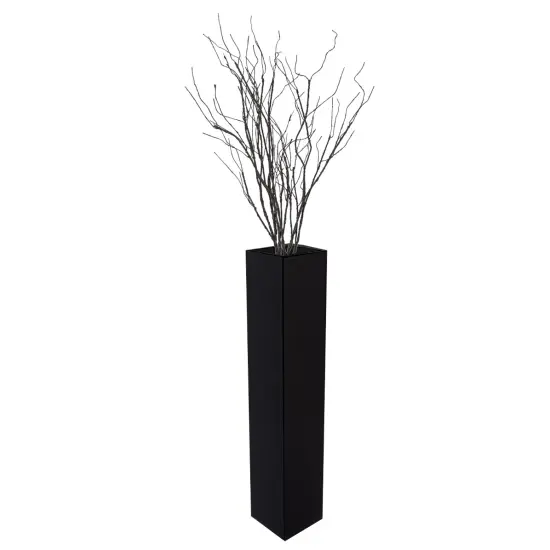 Large Tall Rectangular Wooden Modern Floor Vase - Sleek Contemporary Decor Accent for Living Room, Bedroom, Hallway and Entryway - Handcrafted Decorative Display Piece with Elegant Design Set of 2 White {6}