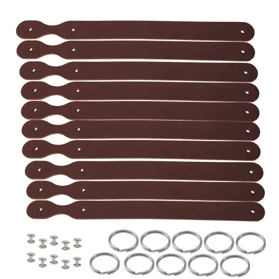 Blank Leather Keychains &ndash; 3/4" Full Grain DIY Kit (10 Pack)-Promotional-Fundraising-Personalized Gifts Mahogany {1}